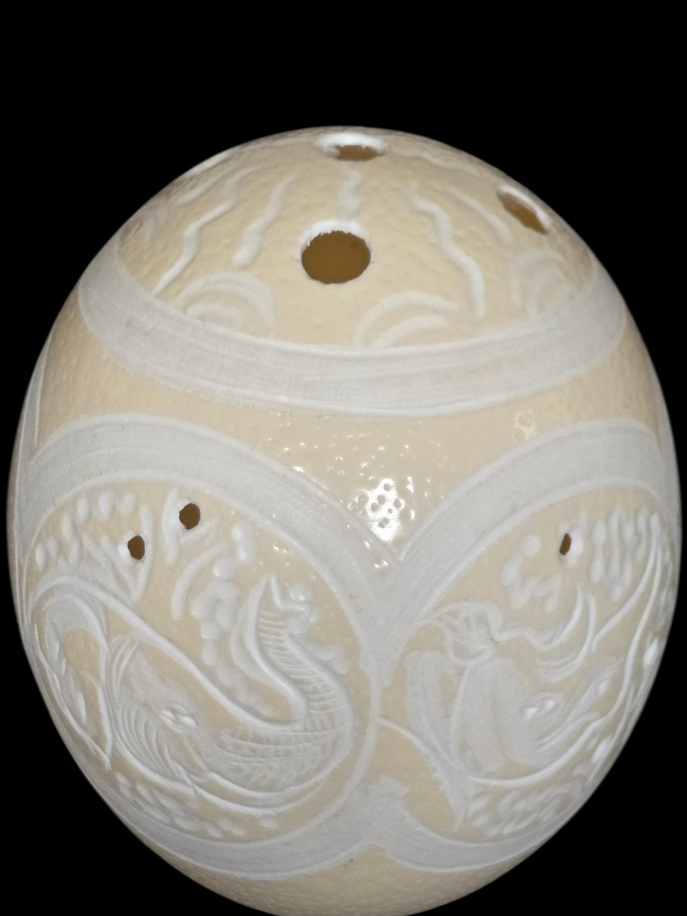 Unique Hand-Carved Safari Ostrich Egg - Decorative Home Art